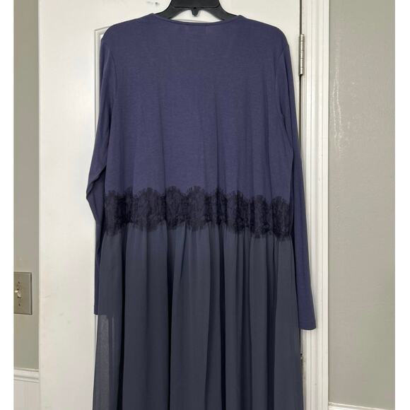 Logo Purple Lace Sheer Long Duster Cardigan Top Large New Whimsical Fairycore - Picture 9 of 16